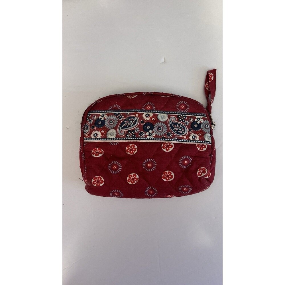 Vera Bradley Change Purse Or Make Up Bag In Red Americana Paisley And Floral